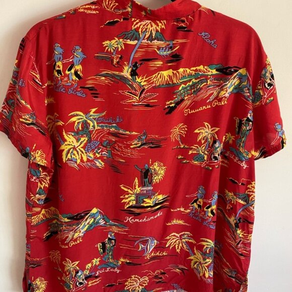 Hilo Hattie Vintage Red Hawaiian Print Women’s XL Shirt and Sarong Wrap Skirt - Picture 3 of 6